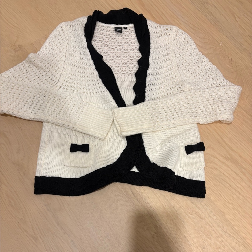 Twick by Simons Black and Cream Women's Cardigan